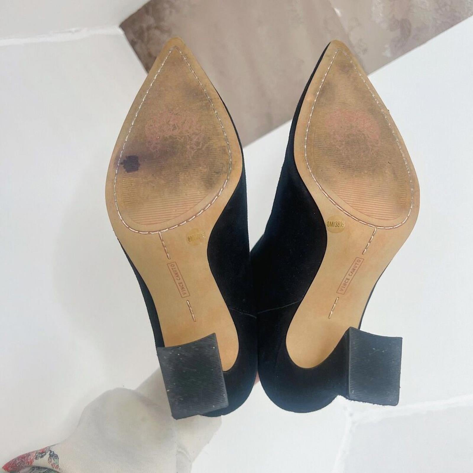 Vince Camuto Avelind Black Suede Dress Bootie Heeled Ankle Boot Size 8