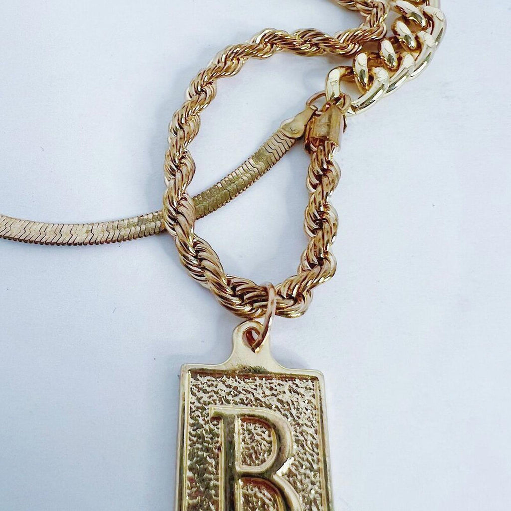 Letter B Charm Gold Chain Necklace Long Jewelry