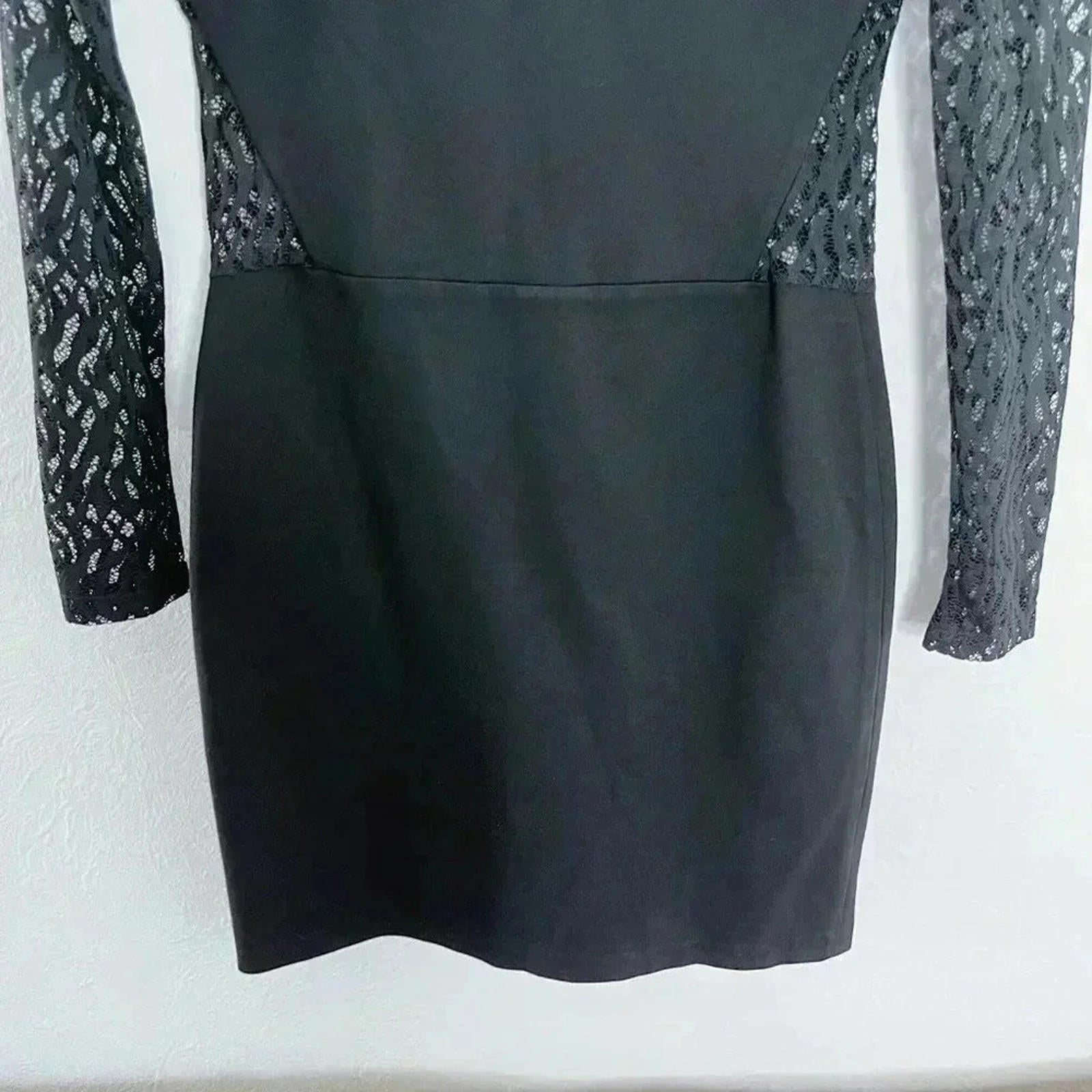 Parker Bauer Black Dress Lace Cutouts Bodycon Cocktail Dress Women's Size 6
