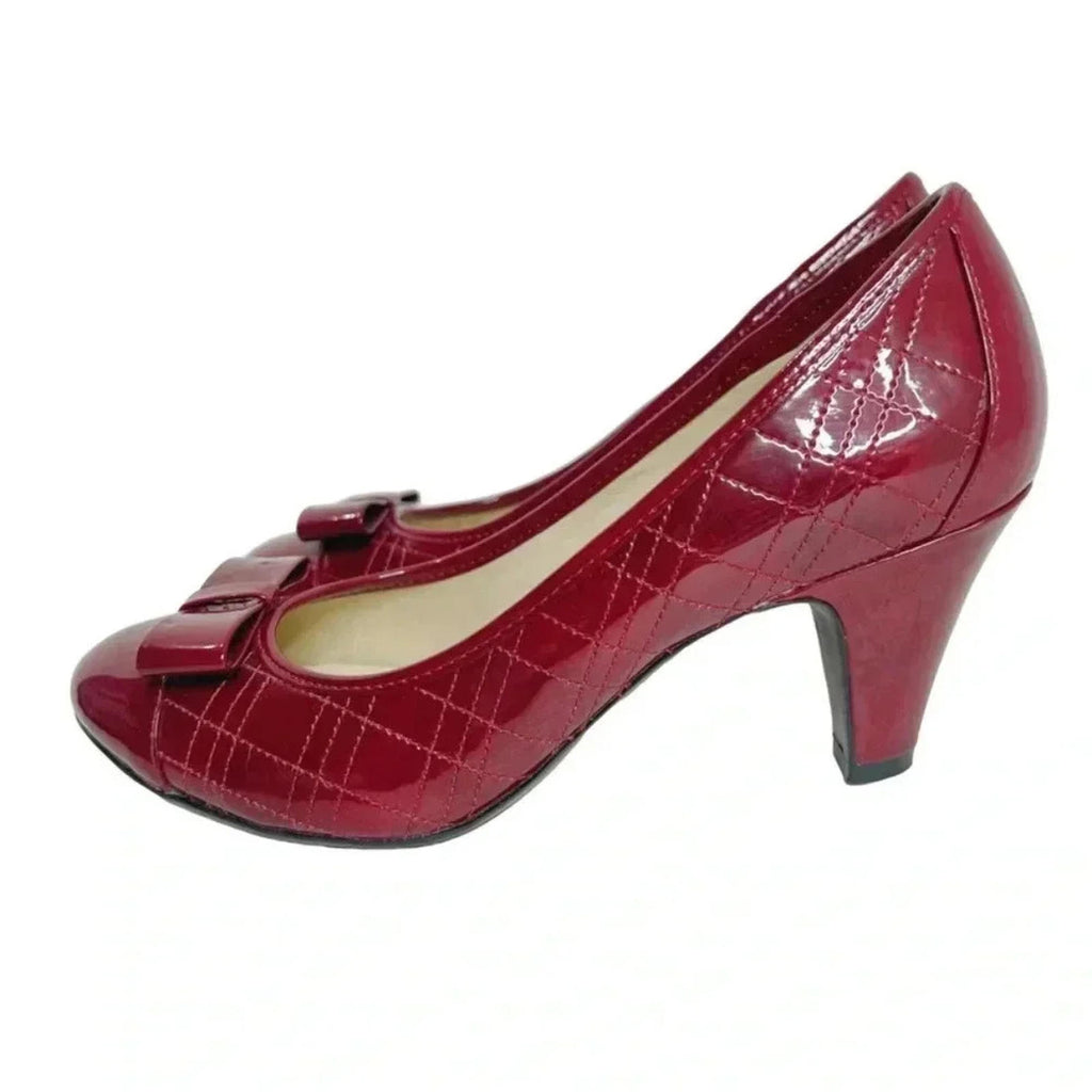 Naturalizer Brazen Red Quilted Patent Leather Heels Pumps Women's Size 5.5
