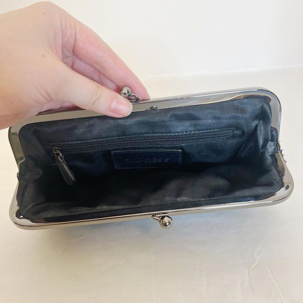 Vintage Express Black Beaded Clutch Silver Clasp Evening Bag