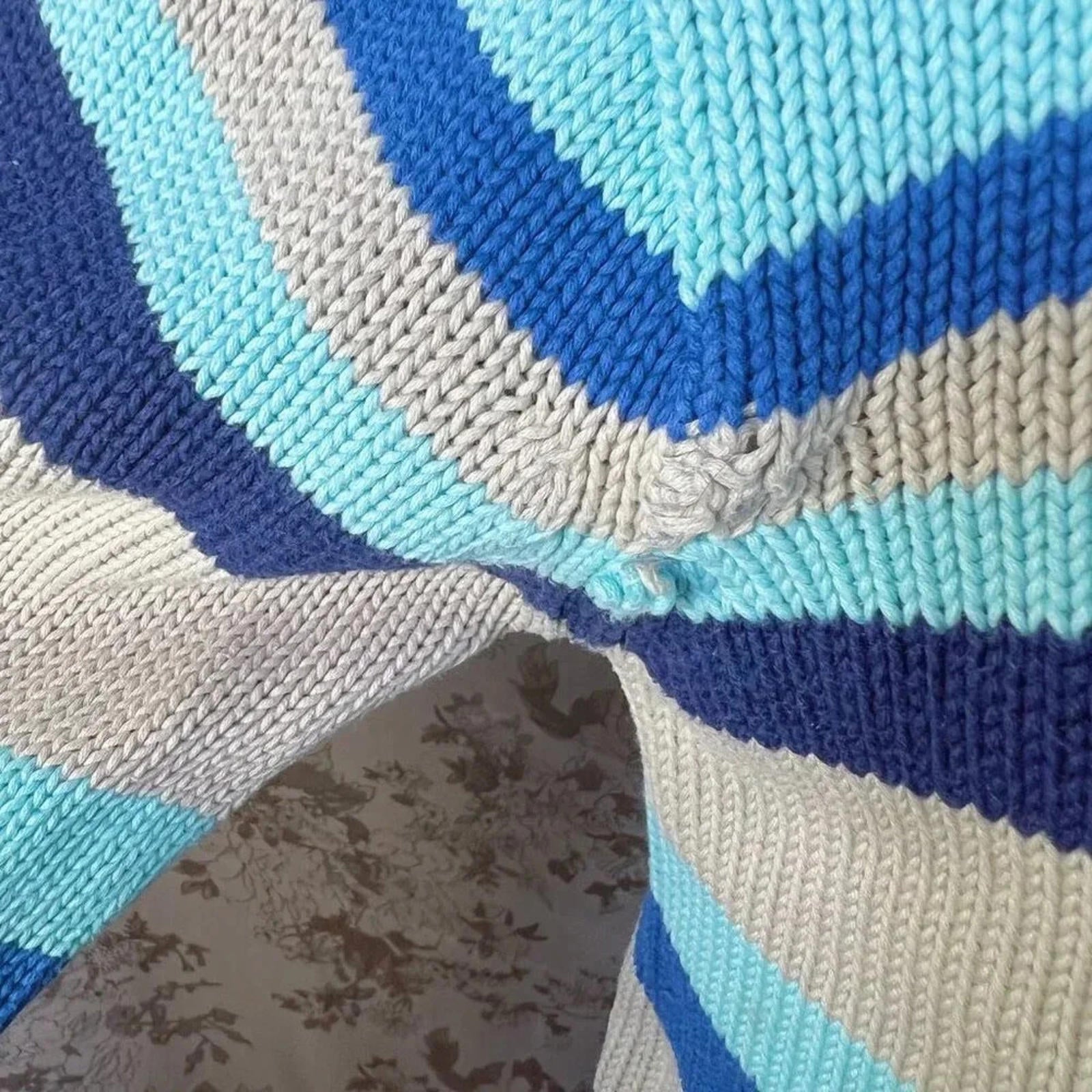 Vintage Pepe Jeans London Blue Striped Knit Turtleneck Sweater Women's Size S