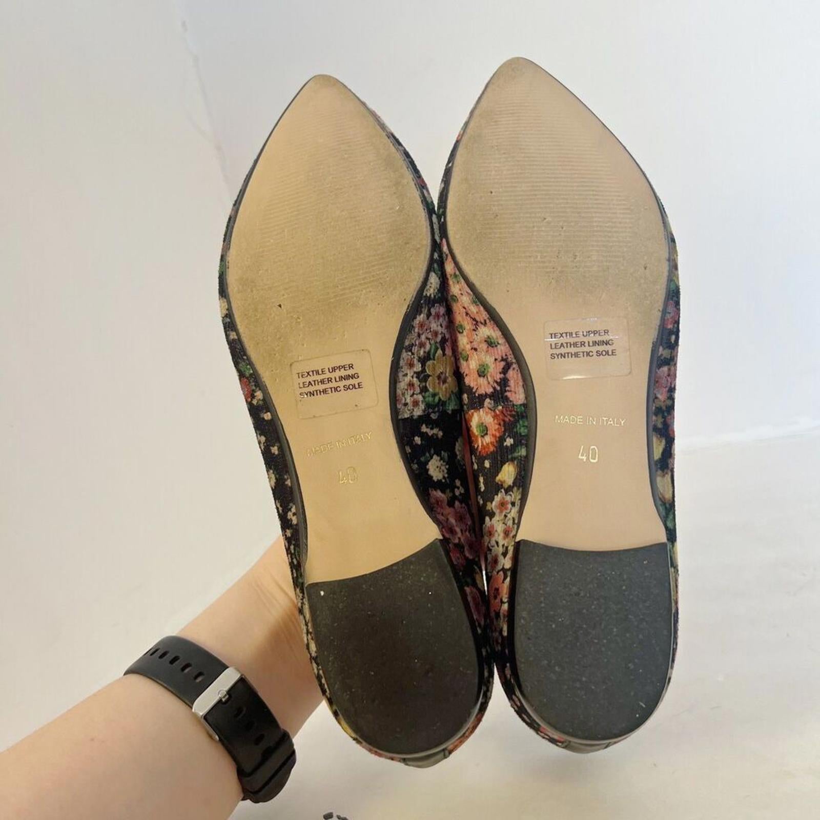 Sundance Marais Black Velvet Floral Pointed Toe Flats Women's Size 9-9.5