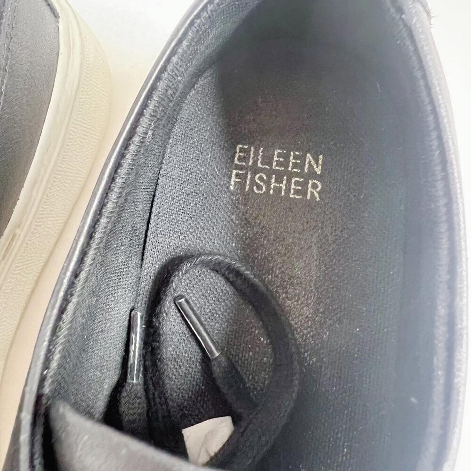 Eileen Fisher Penni Black Leather Platform Sneakers Women's Size 7