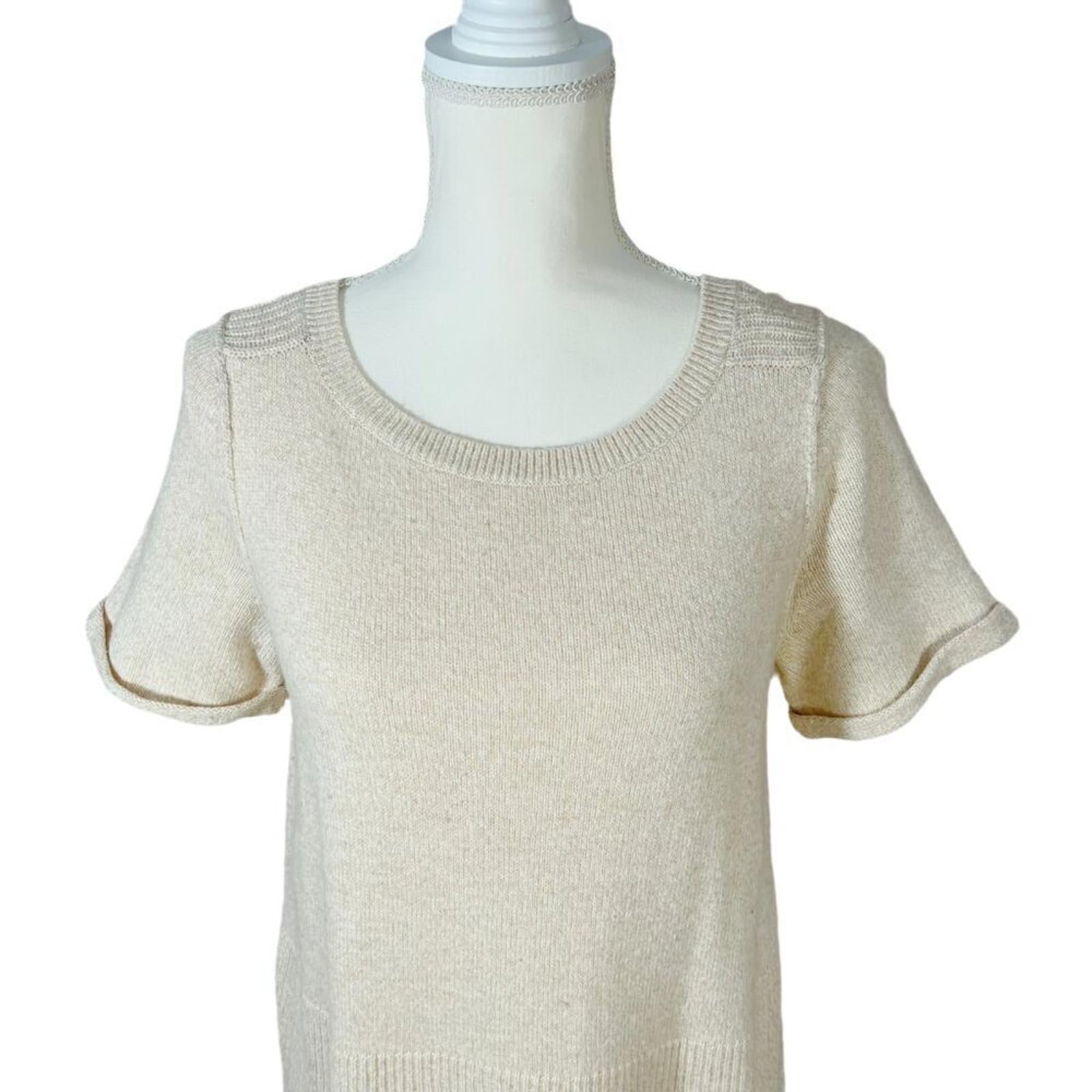 Anthropologie Cream Short Sweater Dress Knit Dress Women's Size XS