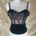 Victoria's Secret Very Sexy Black Velvet Lace Corset Top Size S