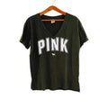 VS Pink Victoria's Secret Forest Green V Neck Tee Women's Size M