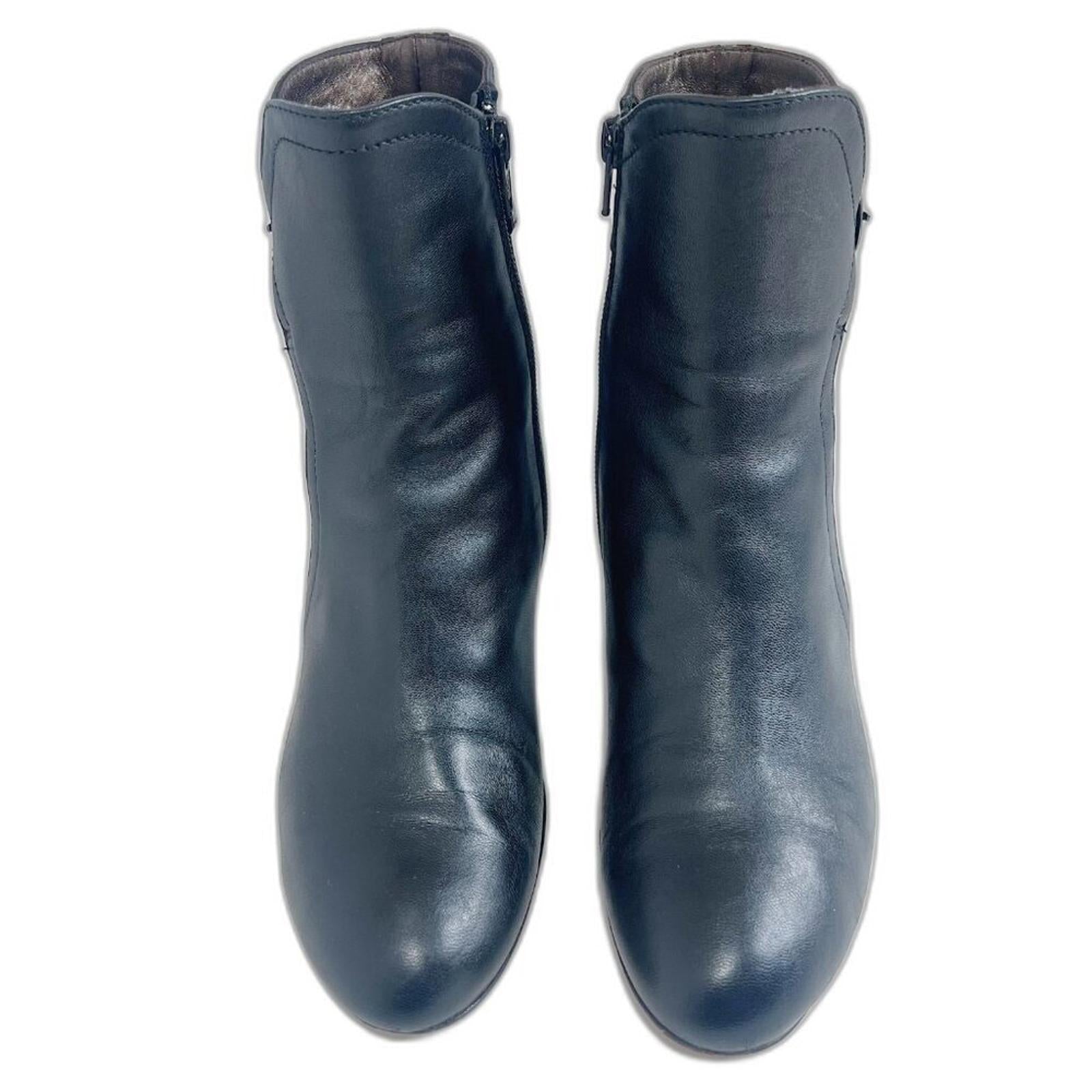 AGL Attilio Giusti Leombruni Himena Black Leather Ankle Boot Booties Size 8.5