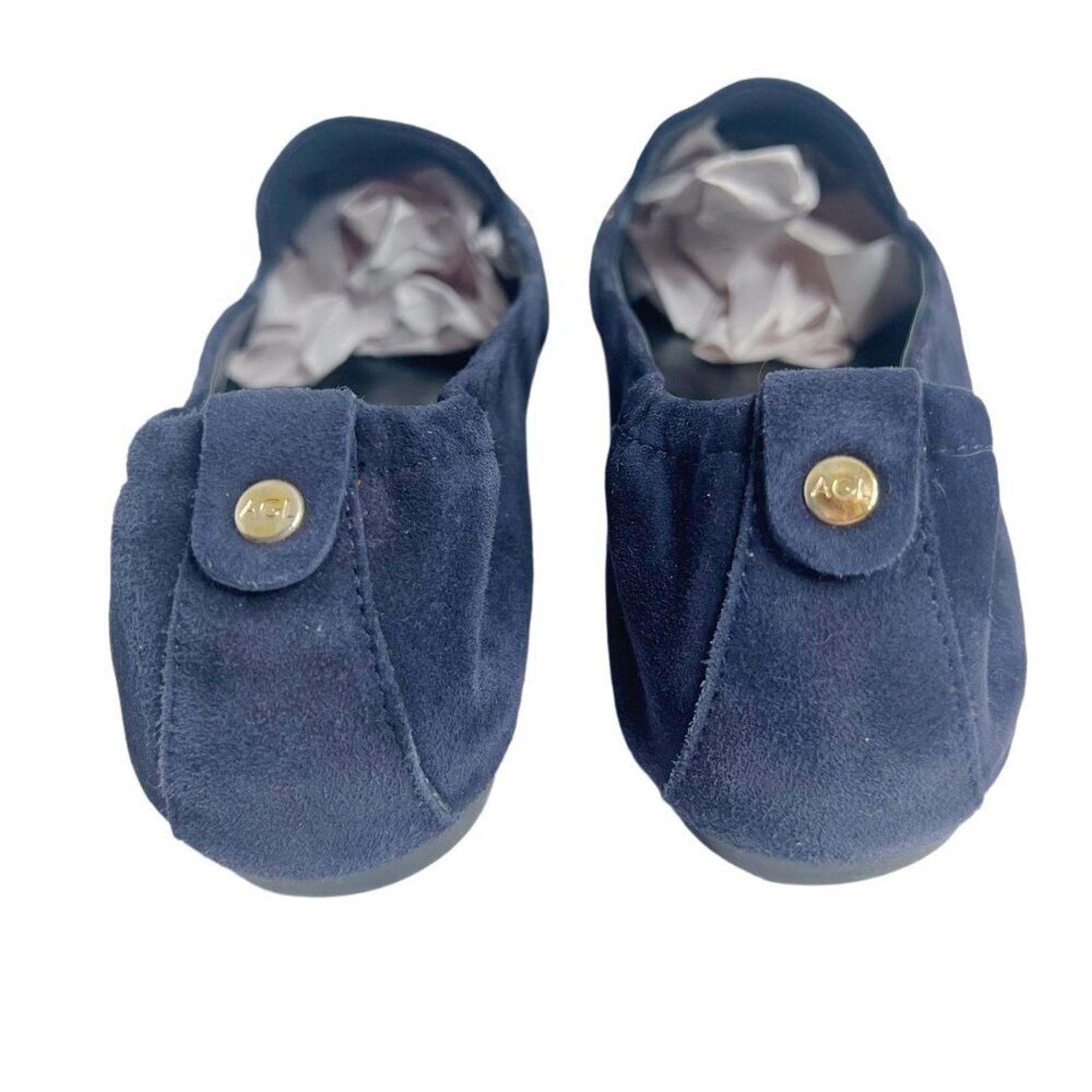 AGL Attilio Giusti Leombruni Studded Blue Suede Loafers Flats Women's Size 12