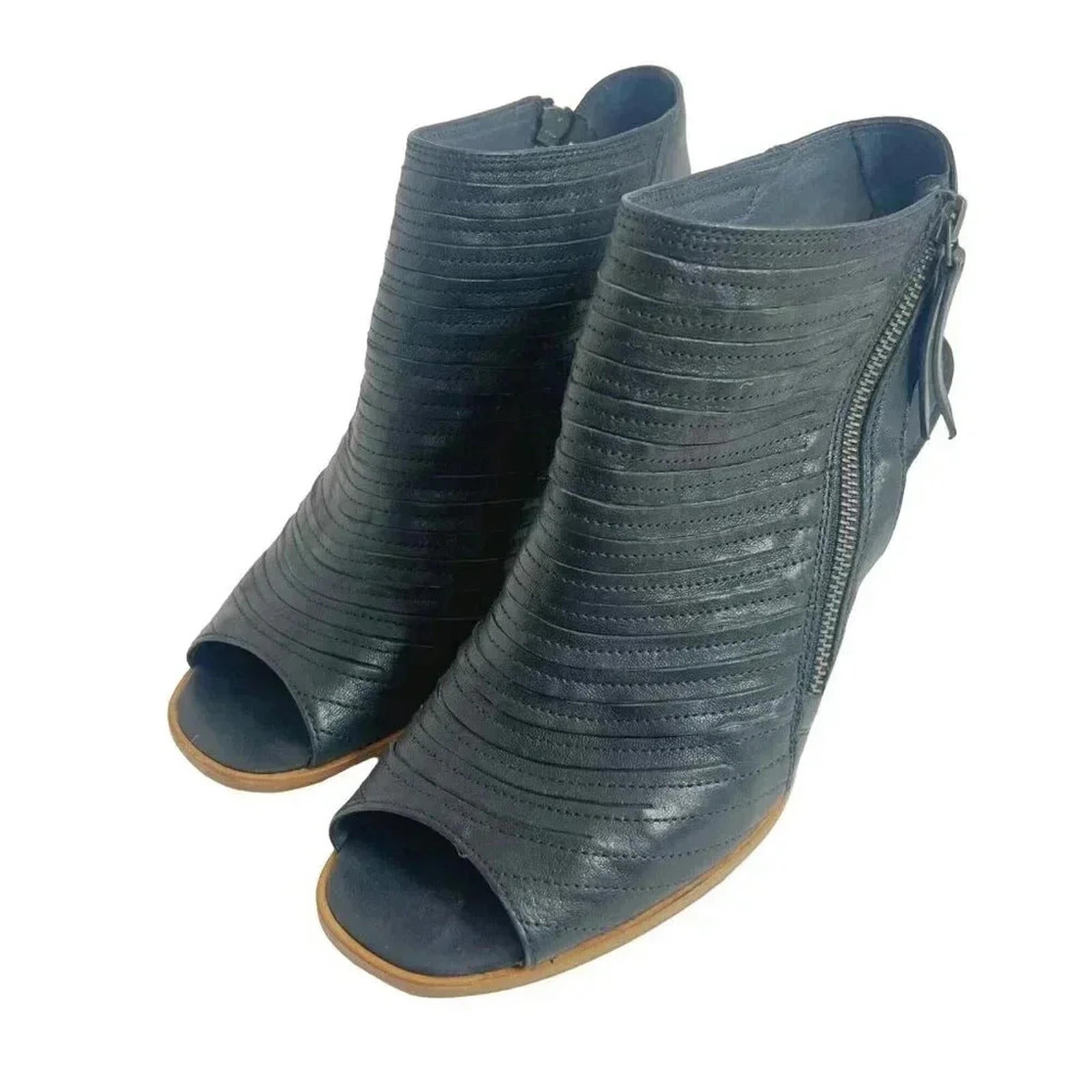 Paul Green Cayanne Black Leather Heeled Sandal Women's Size 7 UK 9.5 US