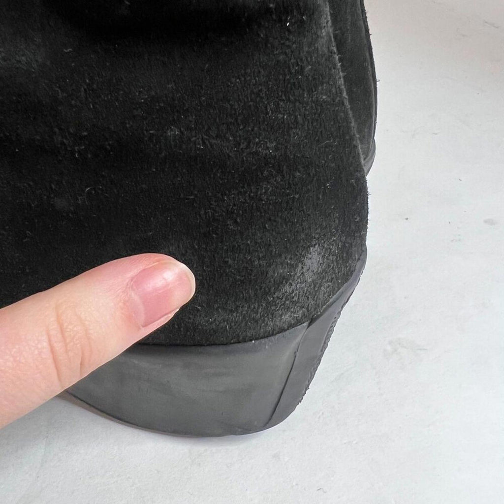 La Canadienne Elizabeth Boot $475 MSRP Black Suede Wedge Booties Size 12
