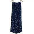 Aqua Black and Yellow Chiffon Flowy Pants Floral  Summer Boho Chic Size S
