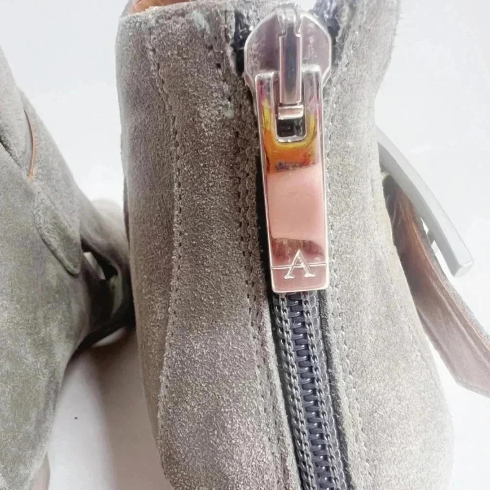 Aquatalia Like New Filomena Grey Suede Buckled Booties Women's Size 8.5