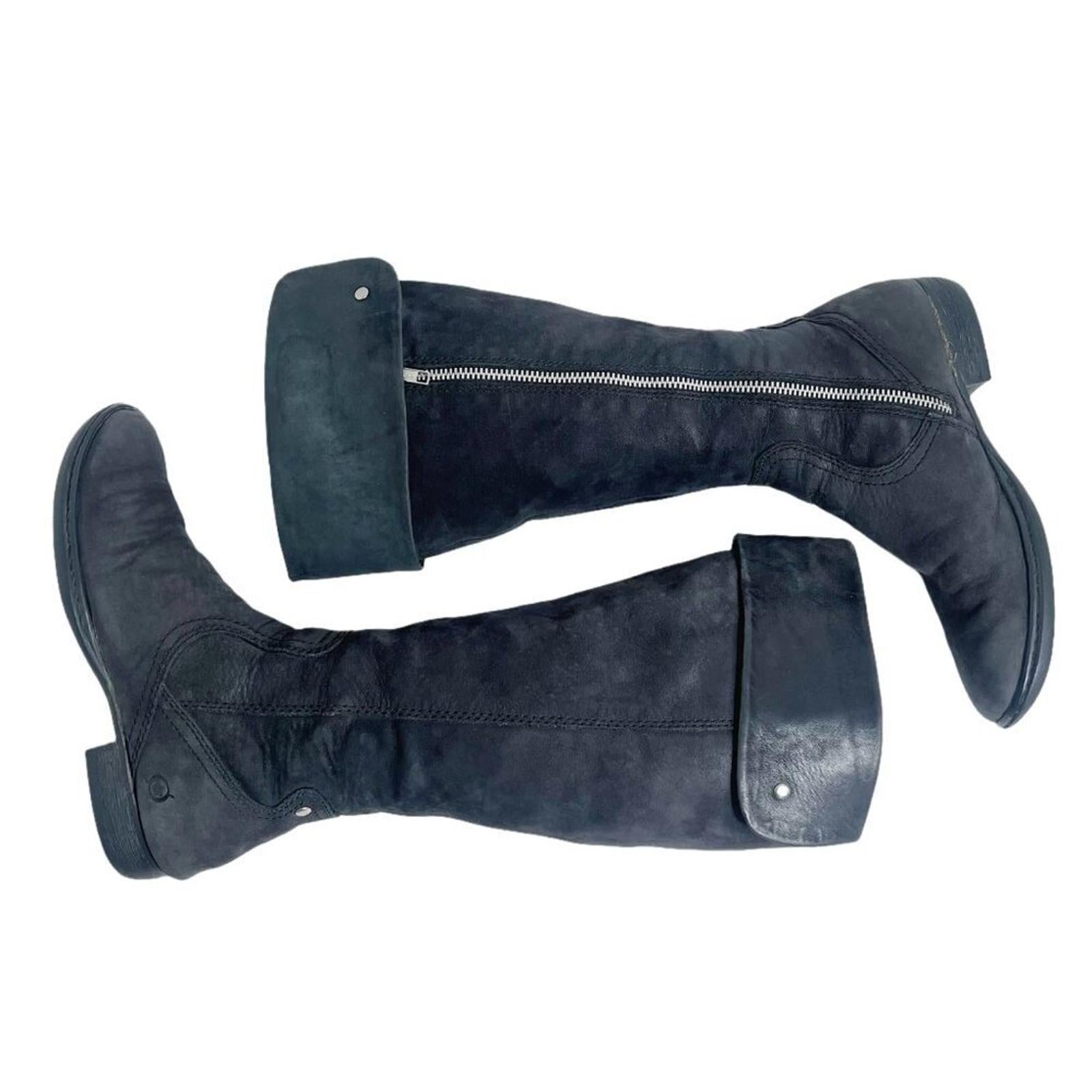 Born Grey Suede Knee High Foldover Zip Up Boots Women's Size 6.5