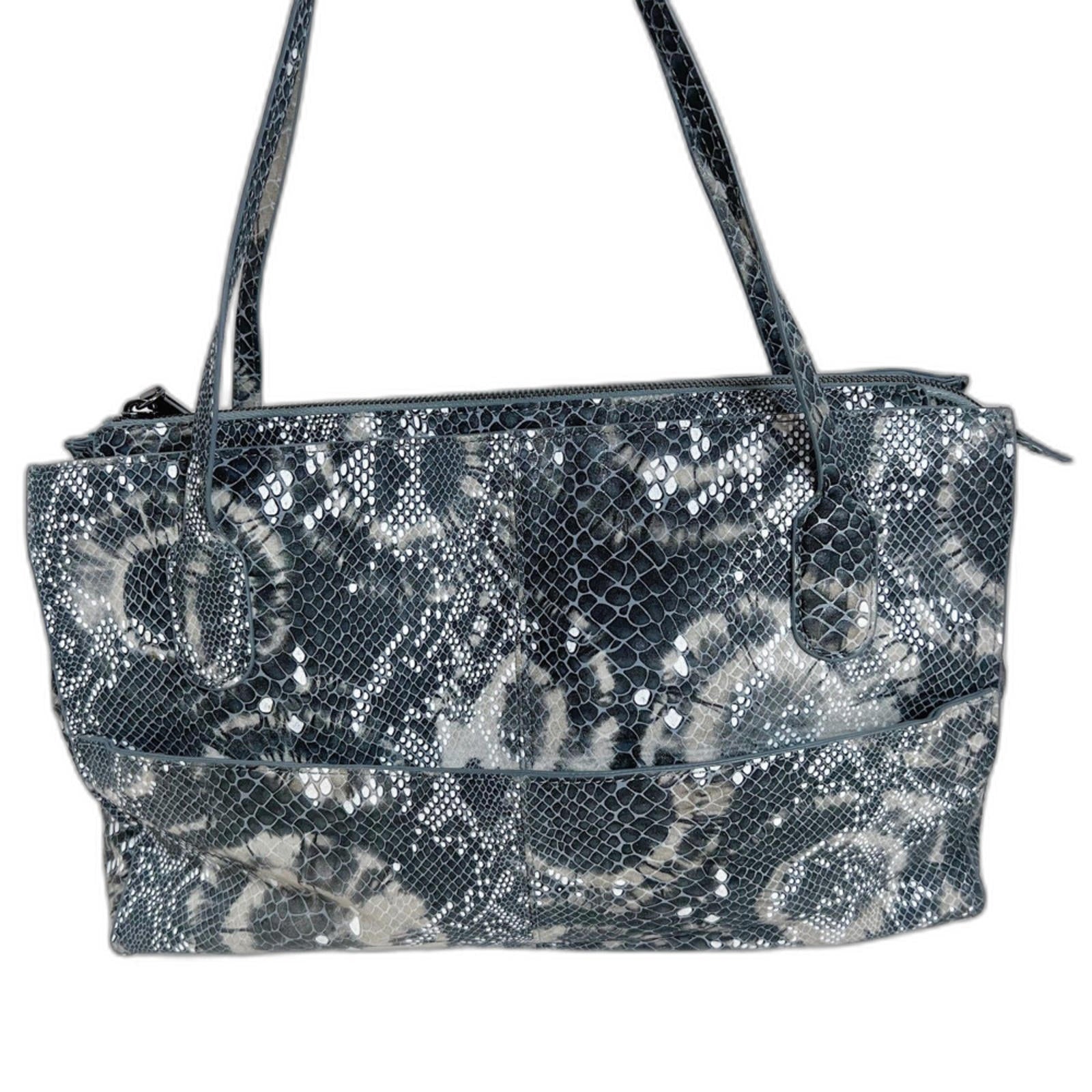 Hobo the Original Grey Snakeprint Leather Shoulder Bag Snakeskin Pure