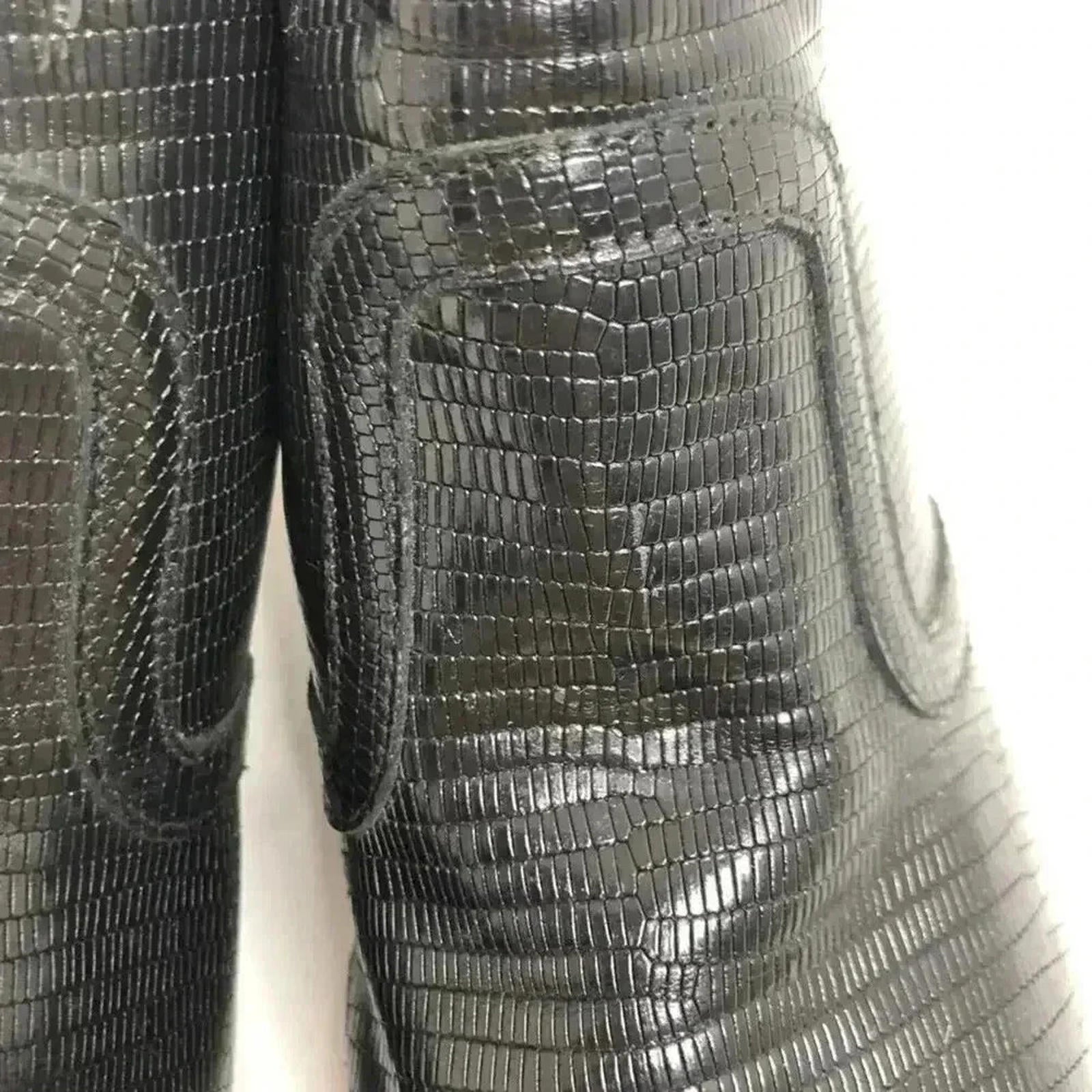 Doucal's Vintage Crocodile Print Leather Luxury Designer Black Booties Pointed