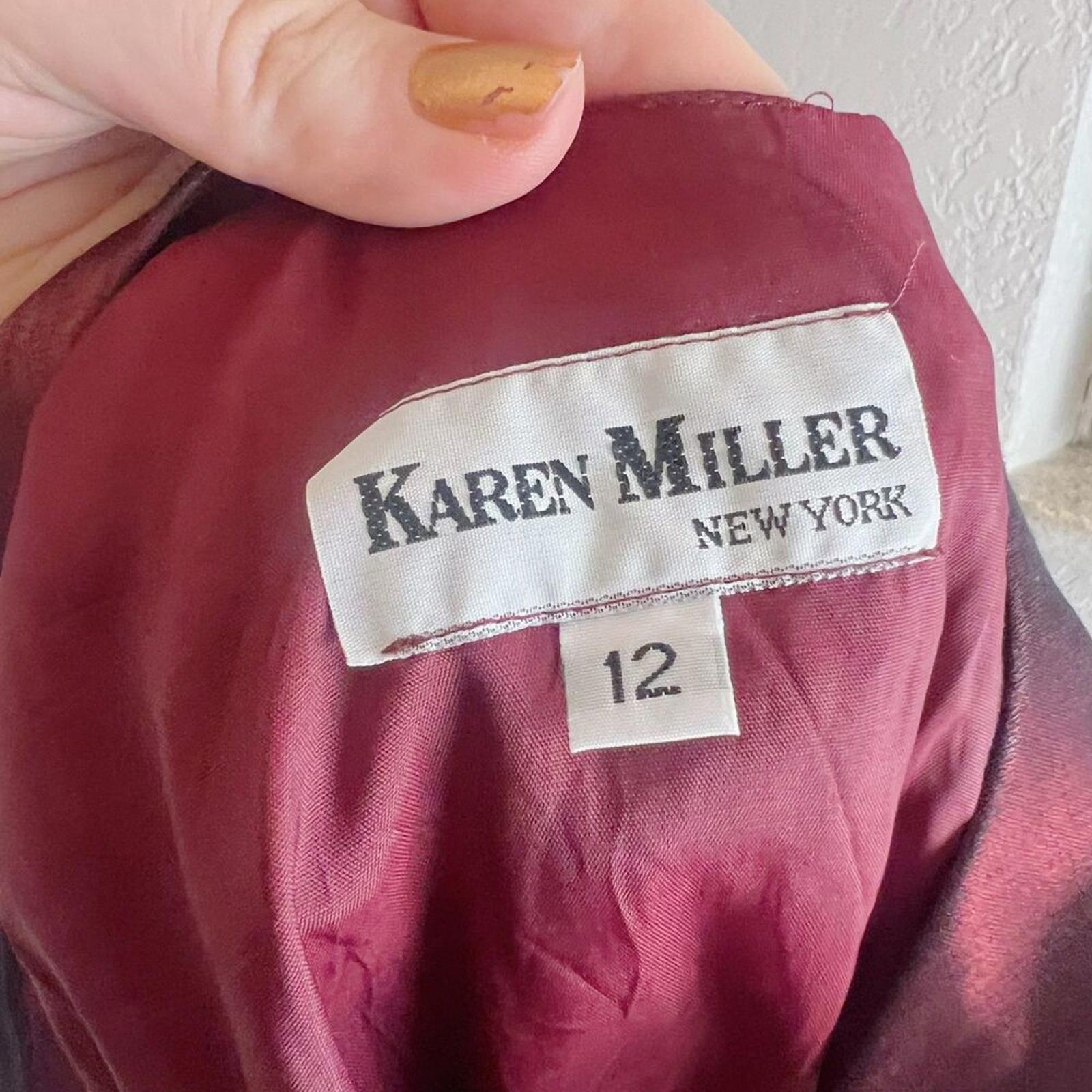 90s Vintage Karen Miller Dark Burgundy Satin Evening Gown Slip Dress Size 12