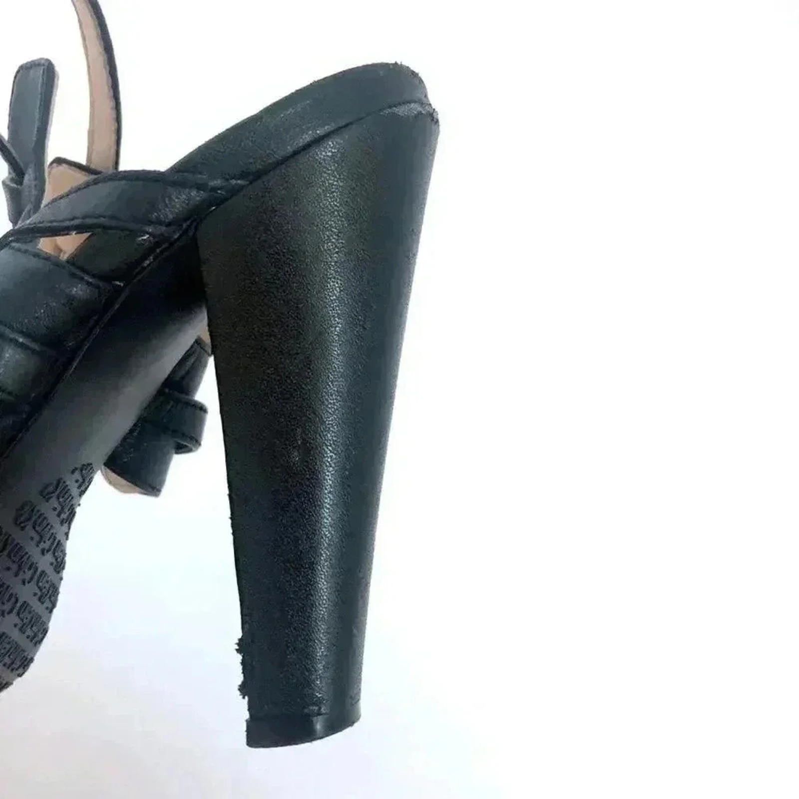 Calvin Klein Posha Black Leather Strappy Platform Heels Pumps Women's Size 6