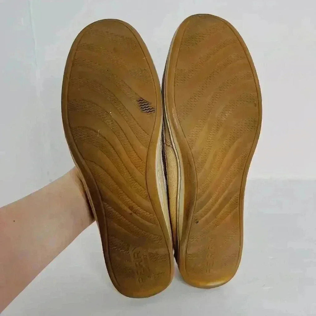 Sperry Top-Sider Tan Leather Boat Shoes Gold Details Preppy Old Money Size 9.5
