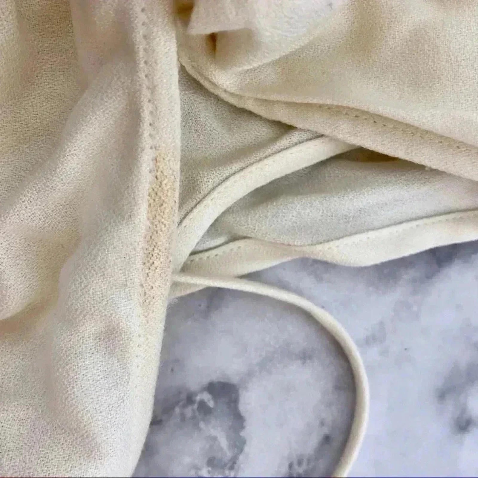 Ella Moss Cream Blouse Open Back Long Sleeve Office Women's Size S