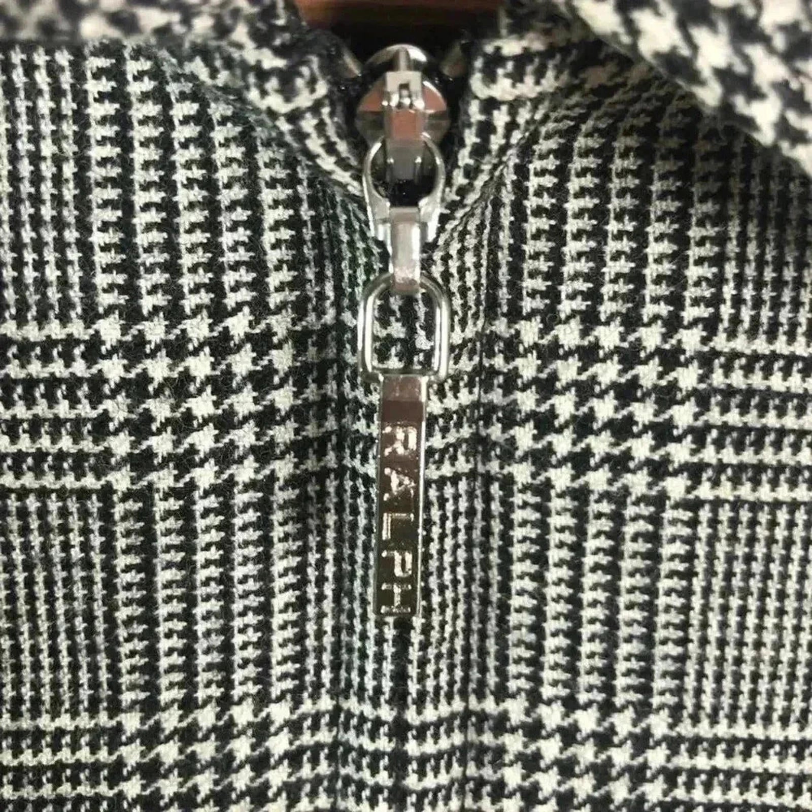 Vintage Ralph Lauren Wool Black and White Houndstooth Jacket Women's Size M