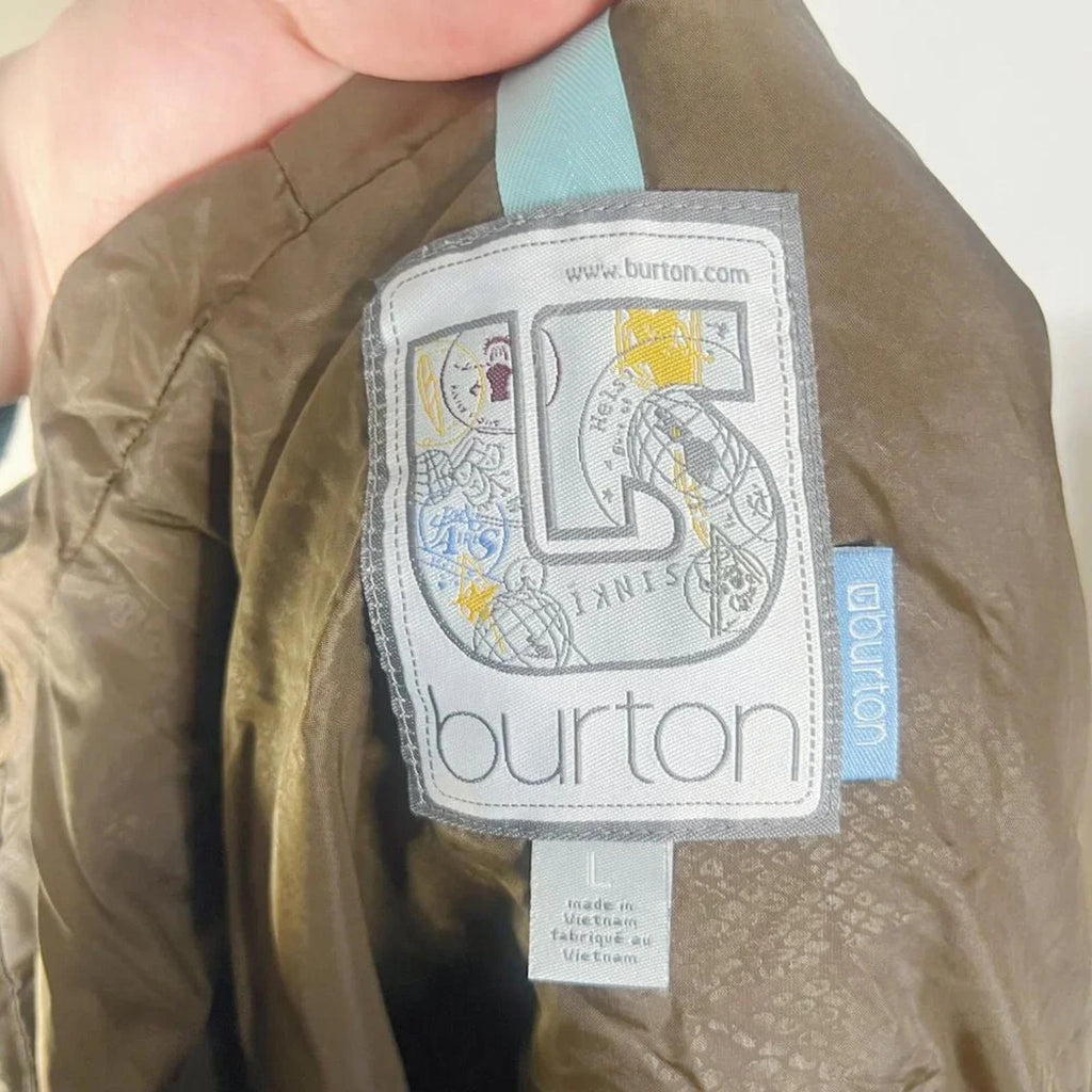 Burton Houndstooth Brown and Blue Hardshell Ski Snowboard Jacket Women's Size L