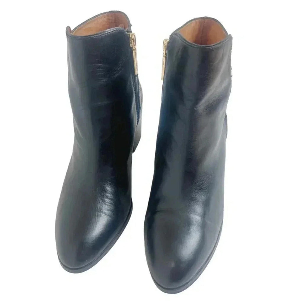 Louise Et Cie Lo Zalia Black Leather Heeled Bootie Buckled Boots Size 9.5