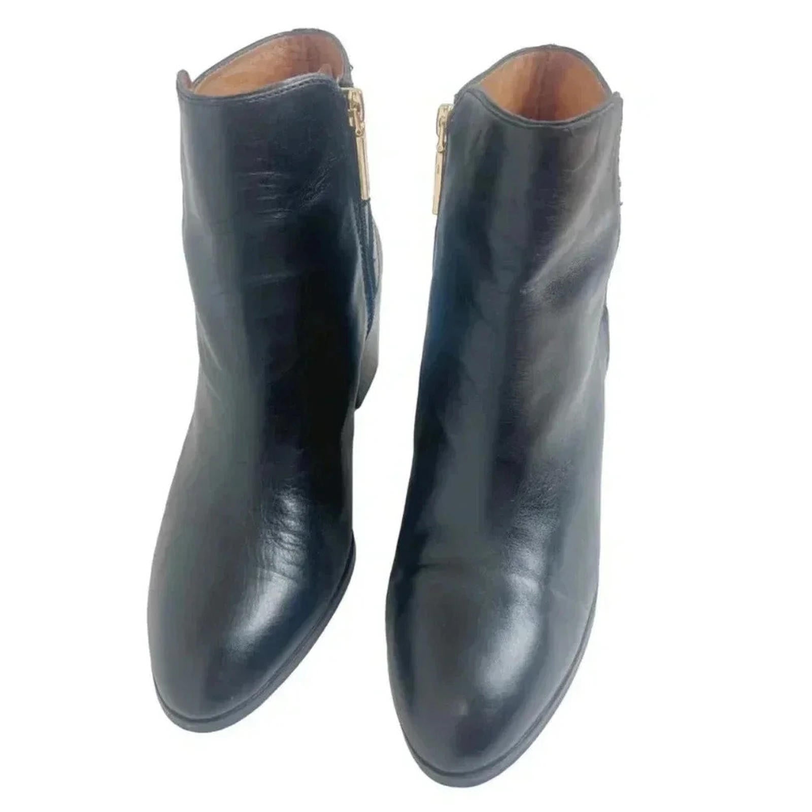Louise Et Cie Lo Zalia Black Leather Heeled Bootie Buckled Boots Size 9.5
