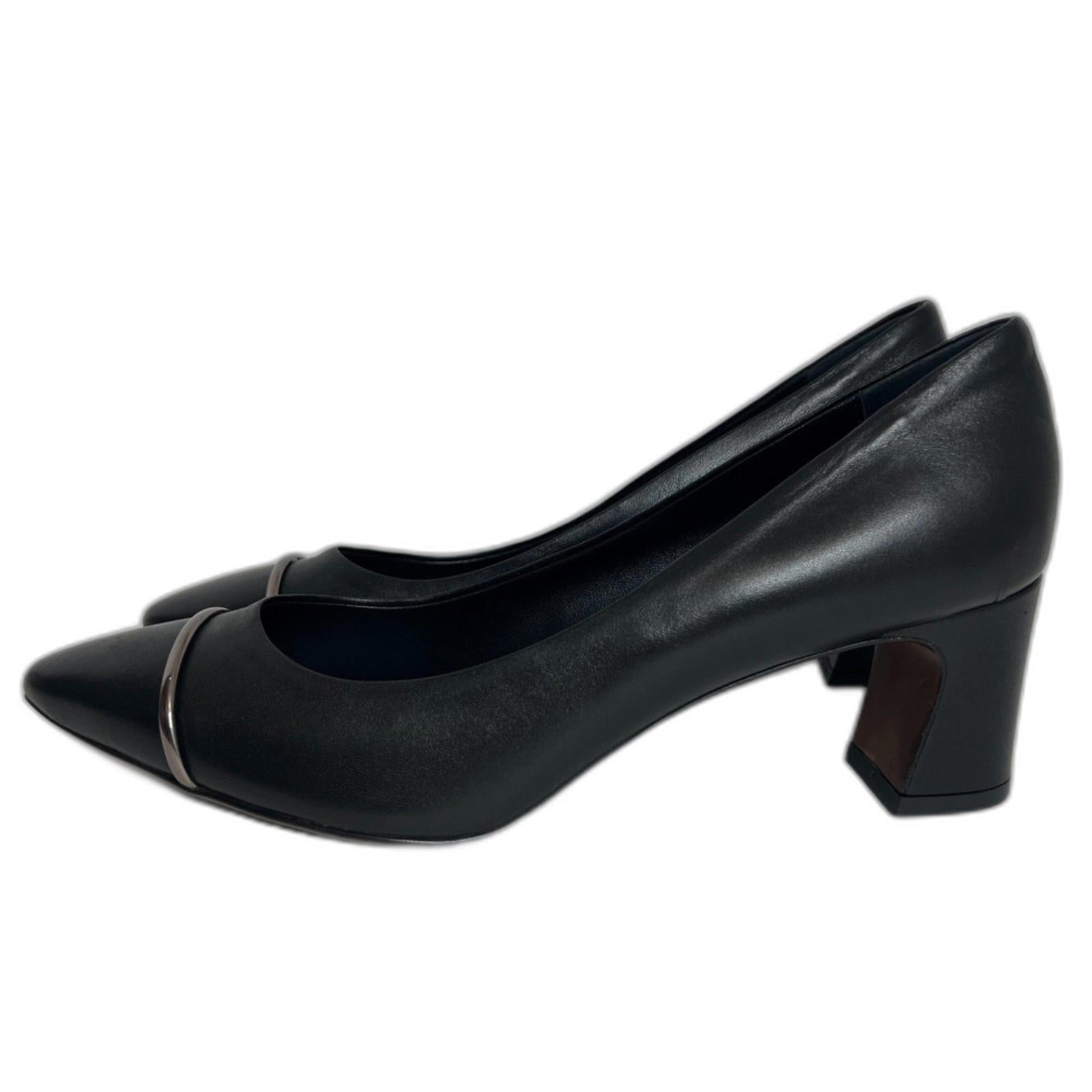 NWOT AGL Attilio Giusti Leombruni Black Leather Pointed Toe Heels Size