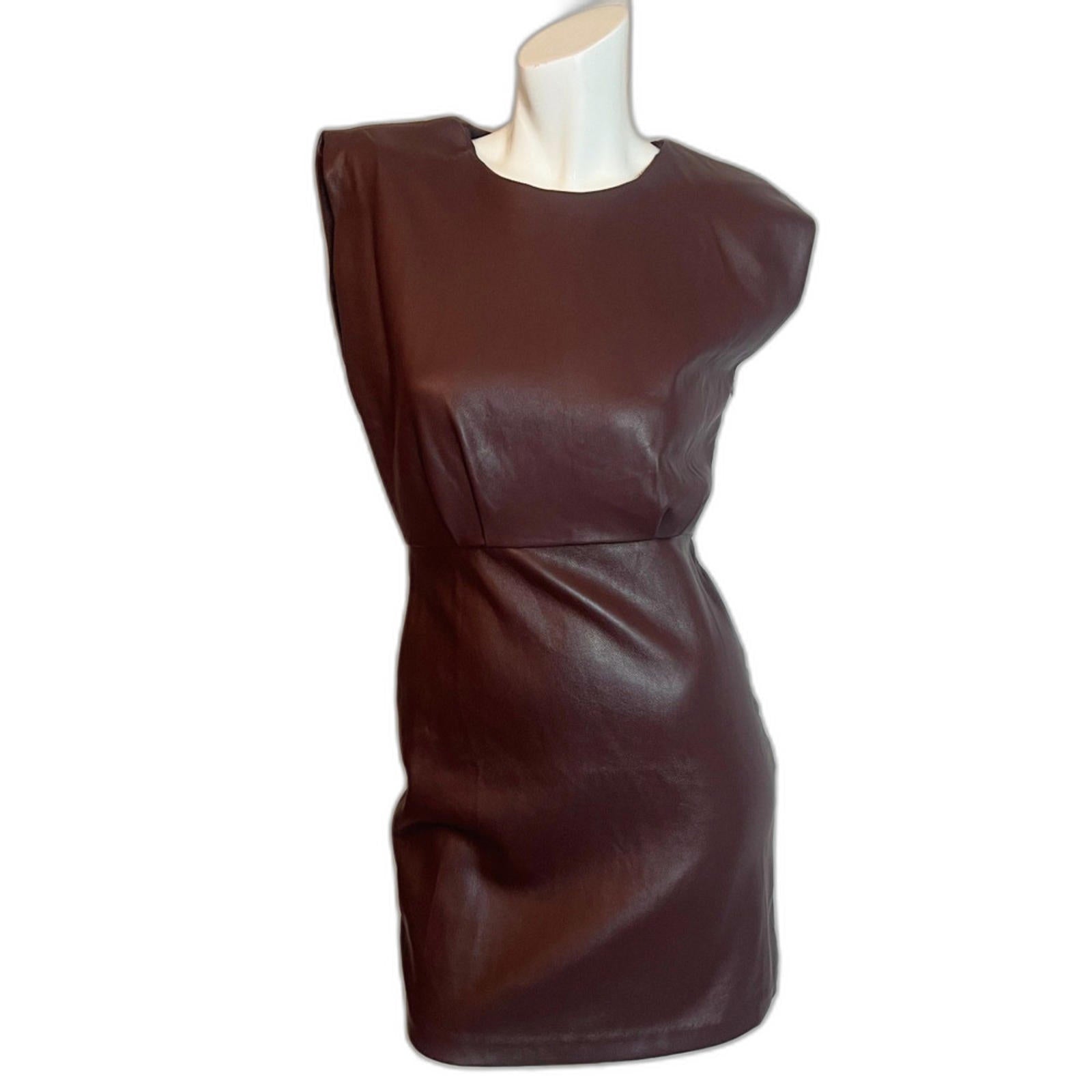 NWT Bishop + Young Hayden Faux Leather Brown Minidress Anthropologie Size L