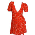 Billabong Women's Hot Tropix Red Floral Wrap Dress Sundress Summer Size S