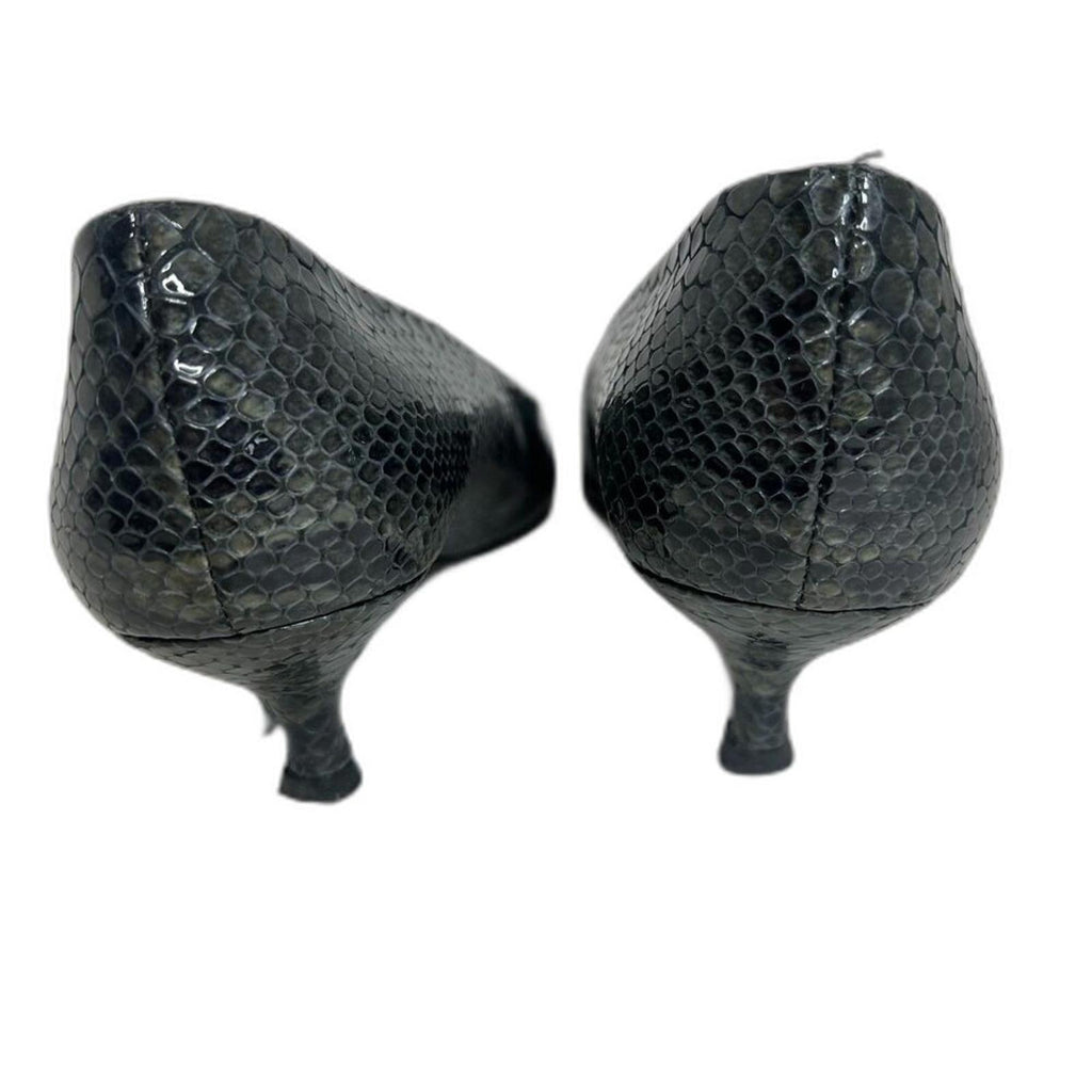 y2k Stuart Weitzman Grey Python Snakeprint Leather Pointed Toe Heels Size 8.5