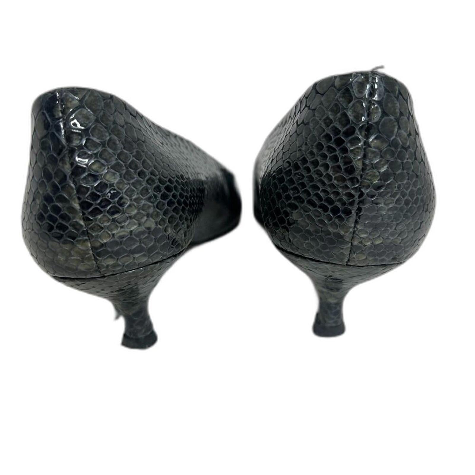 y2k Stuart Weitzman Grey Python Snakeprint Leather Pointed Toe Heels Size 8.5
