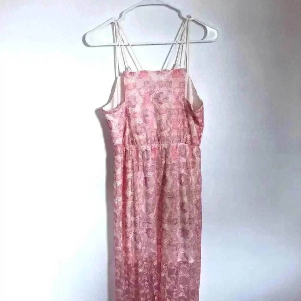 NWT BCBG Surplice Pink Lace Maxi Dress Boho Chic Formal Prom Women's Size S