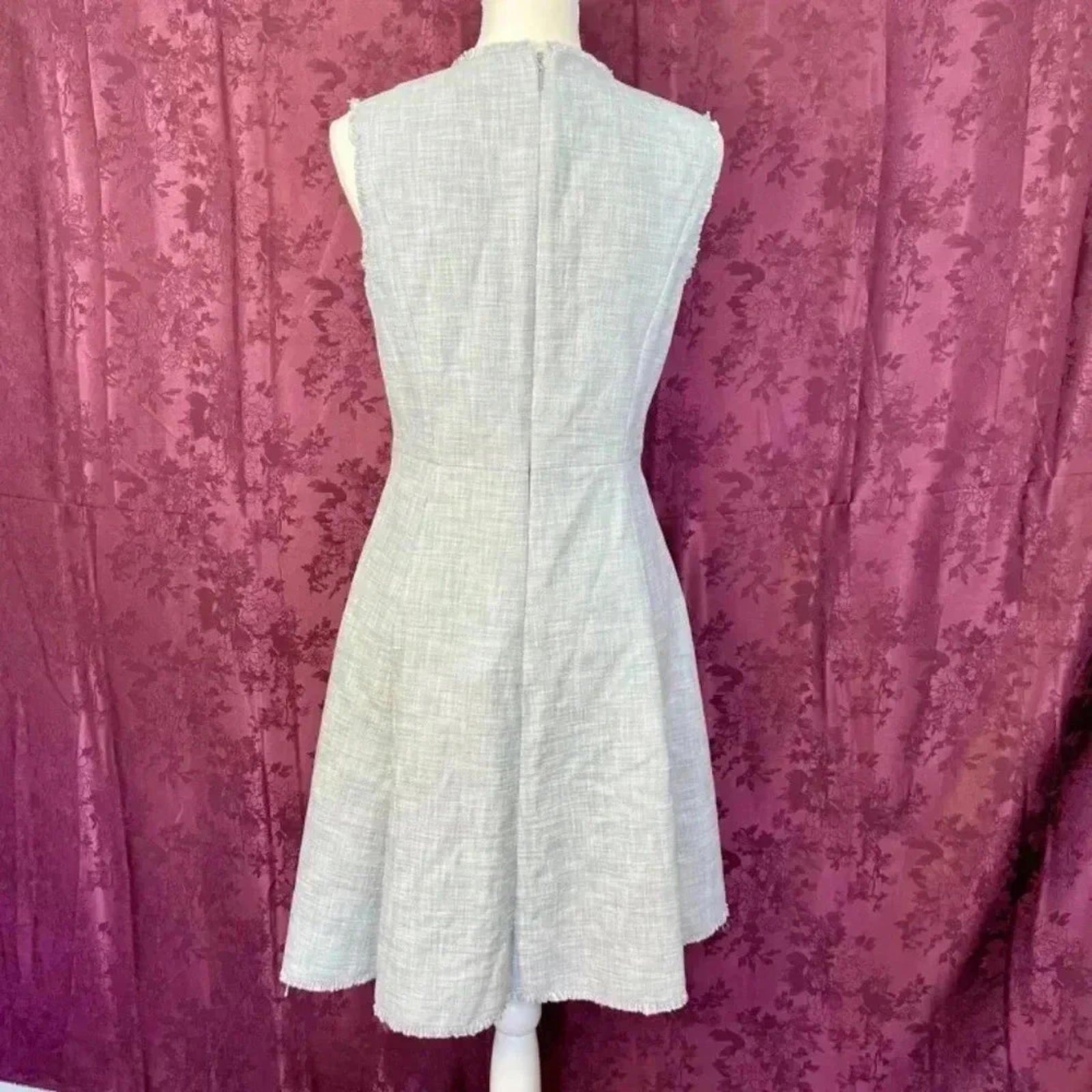 Rebecca Taylor Slub Suiting Dress Grey Tweed A Line Dress Women's Size 8