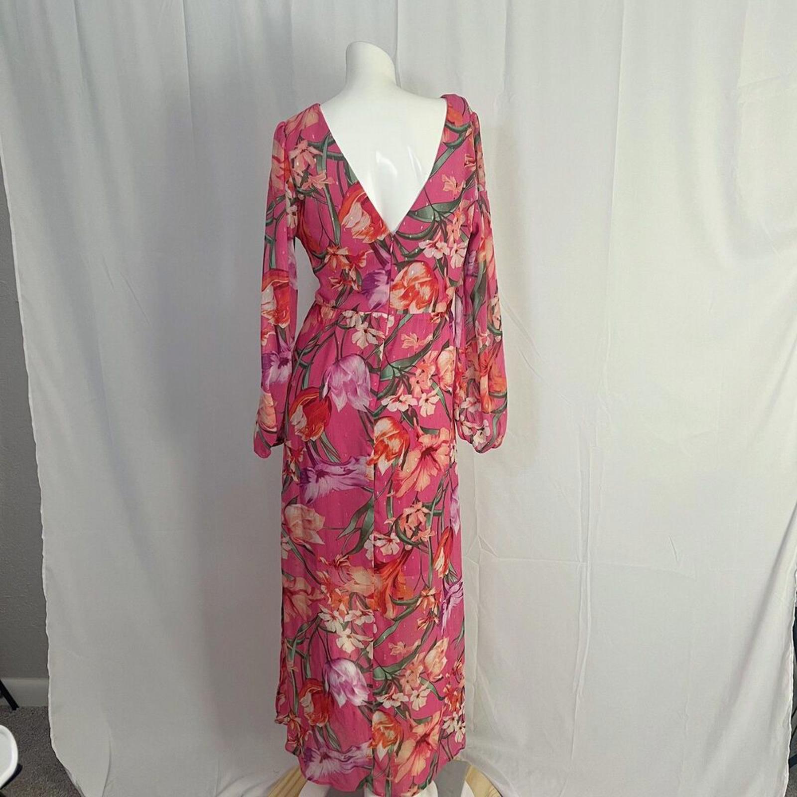 Siena Floral Swiss-Dot Maxi Dress Pink Tropical Floral Maxi Dress Size 12