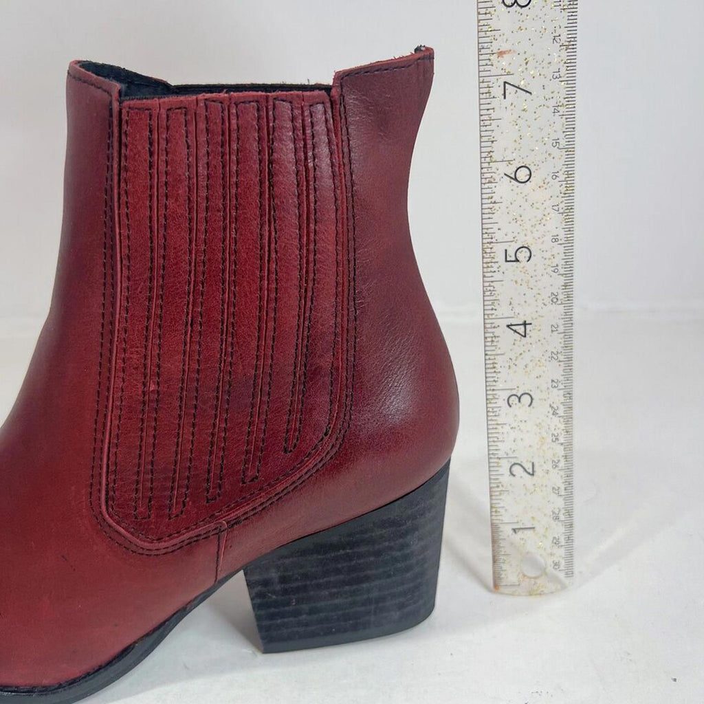 Musse & Cloud Red Leather Pointed Toe Ankle Boot Chelsea Western Size 7 7.5