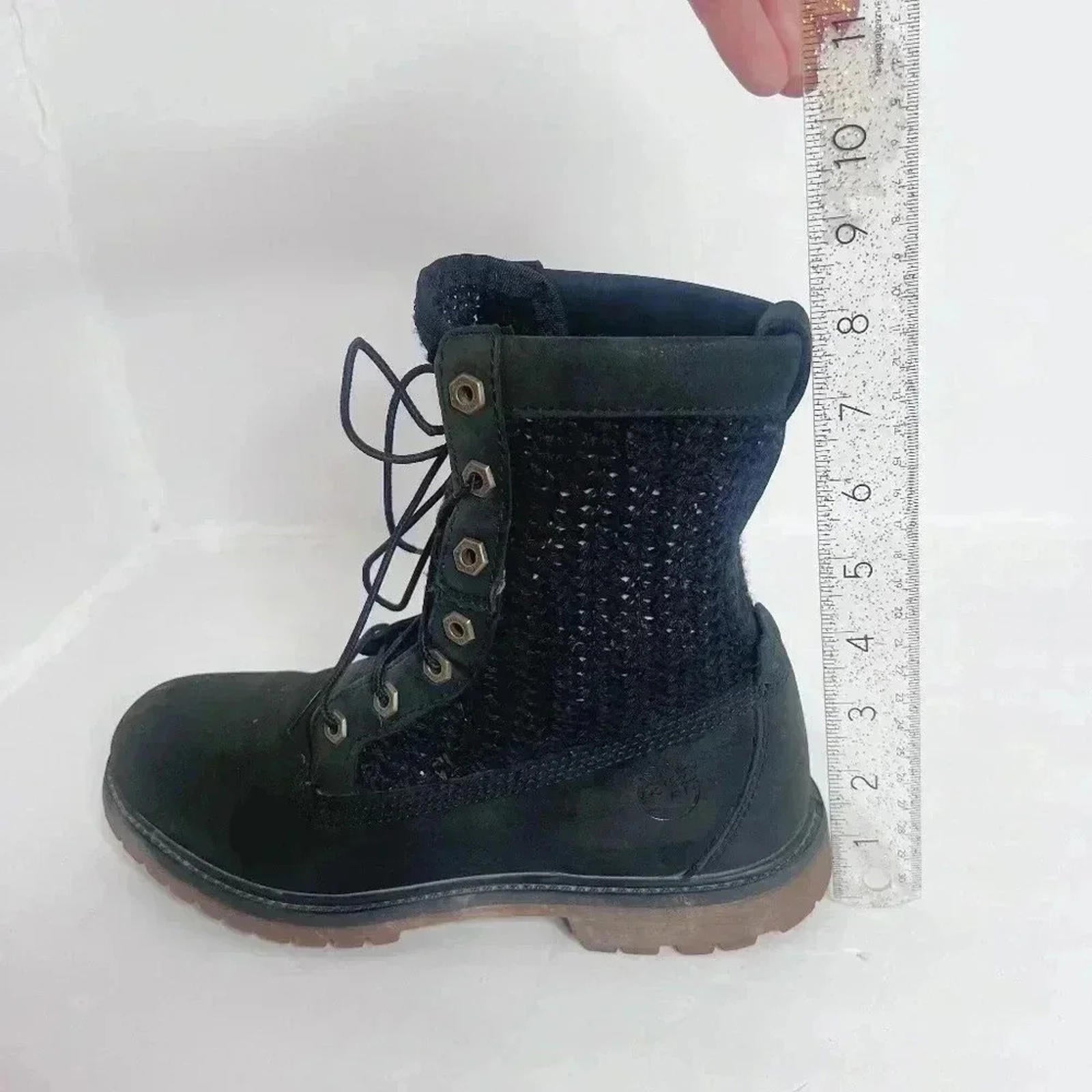 Timberland Black Leather Nuback Crochet Combat Boots Work Boots Size 9