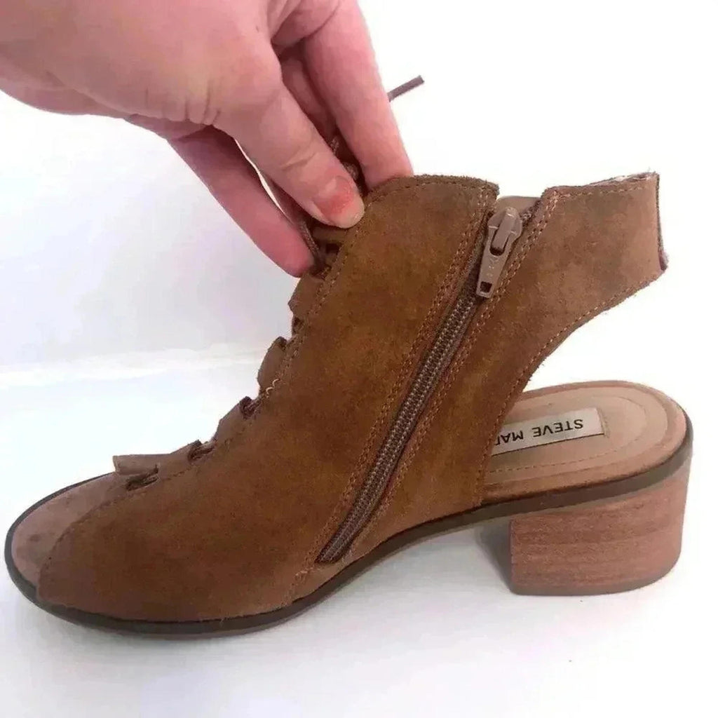 Steve Madden Adeline Booties Sandals Brown Suede Leather Women's Size 10