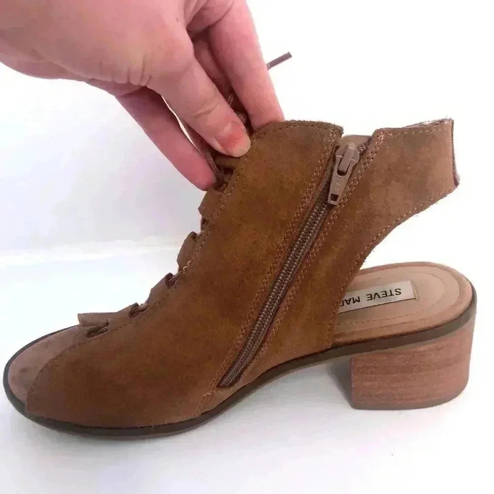 Steve Madden Adeline Booties Sandals Brown Suede Leather Women's Size 10