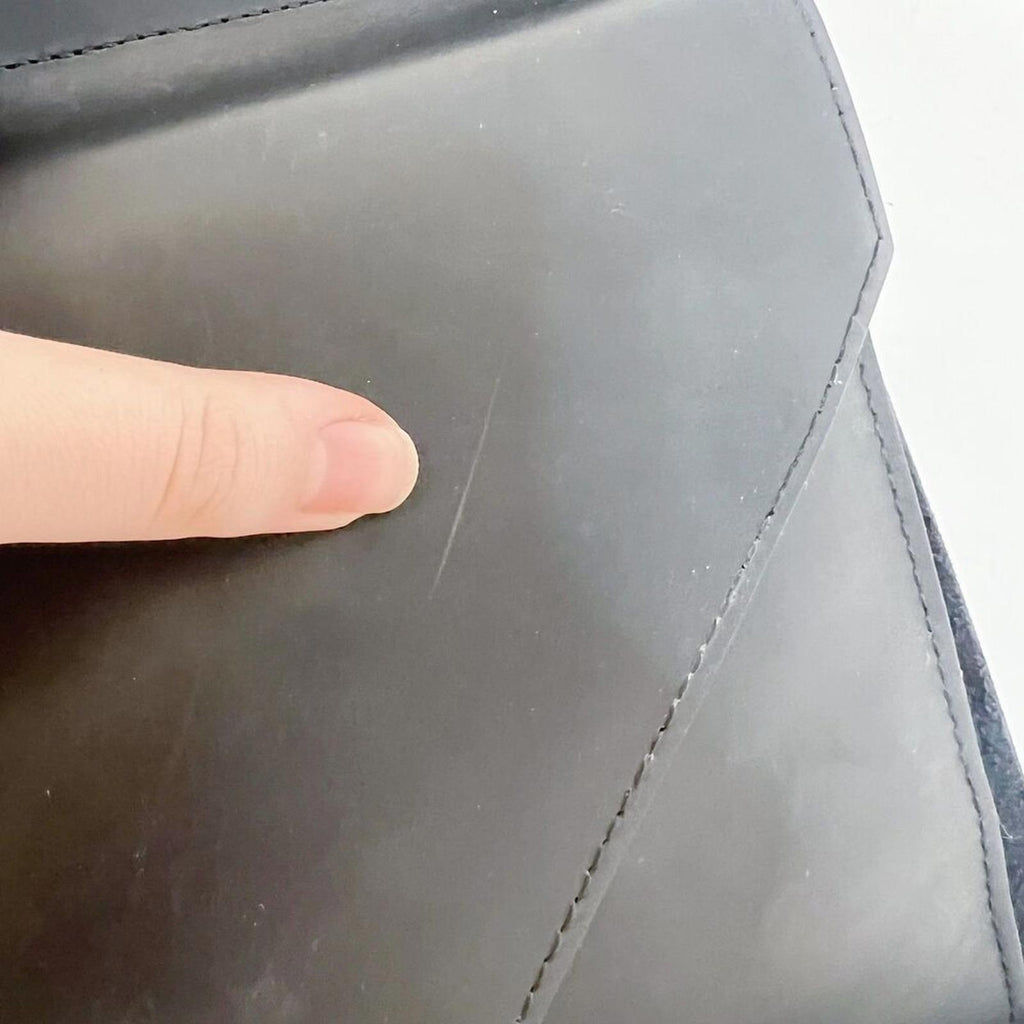 Vintage Tesoro Black Leather Satchel Laptop Bag Briefcase