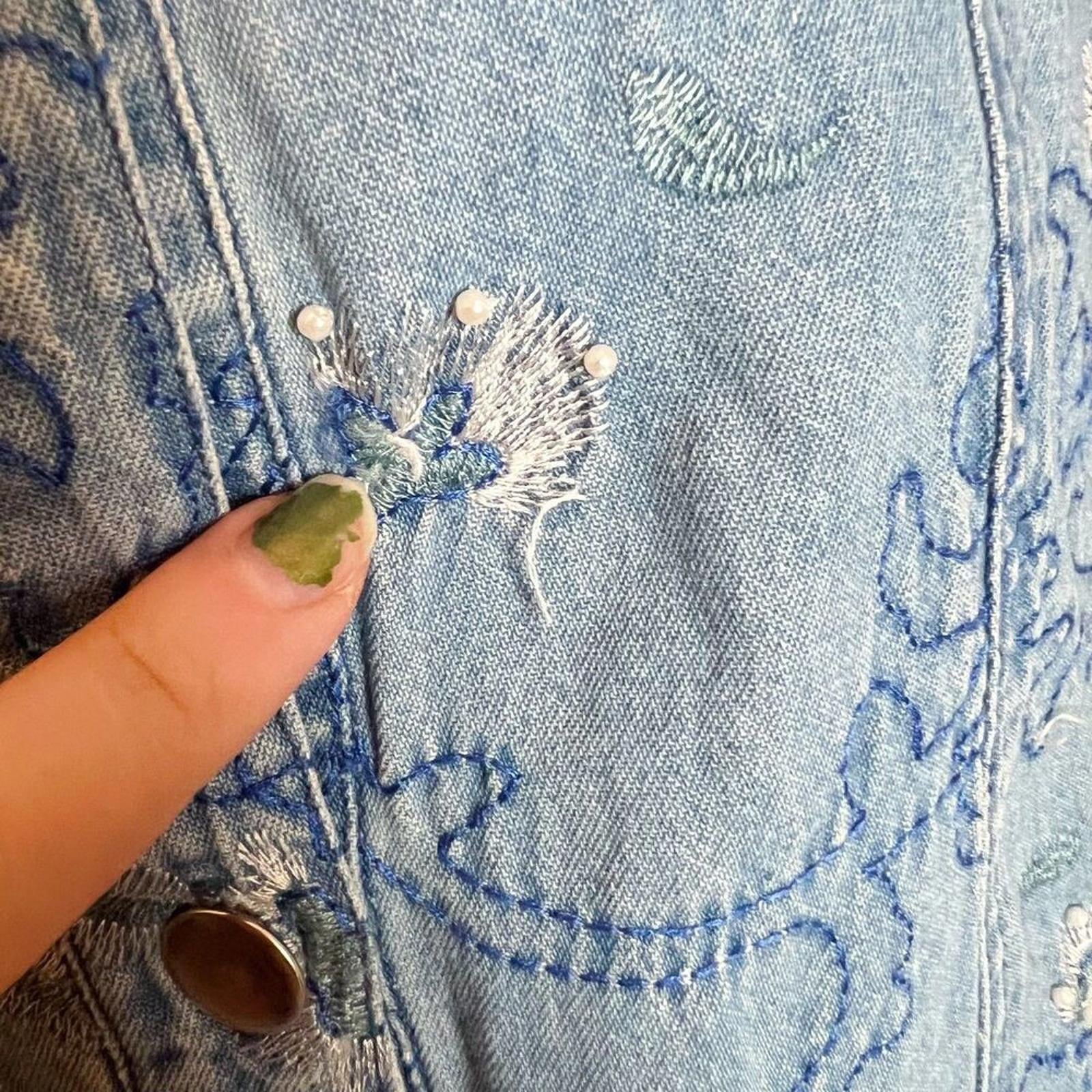 Vintage Alex Kim Denim Embroidered Button-Down Shirt Western Country Size XL