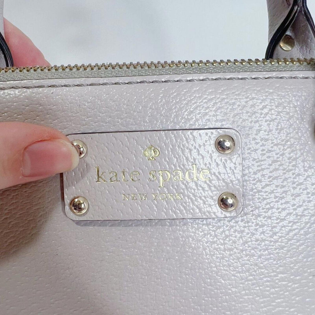 Kate Spade Rachelle Wellesly Light Taupe Cream Leather Structured Shoulder Bag