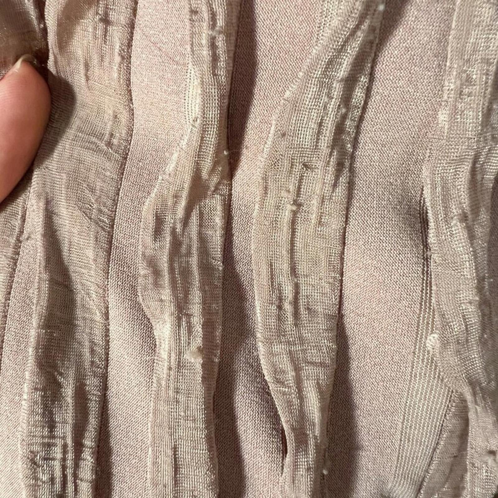 Vintage Tan Ruffle Maxi Skirt Wrinkled Pleated Skirt Women's Size M