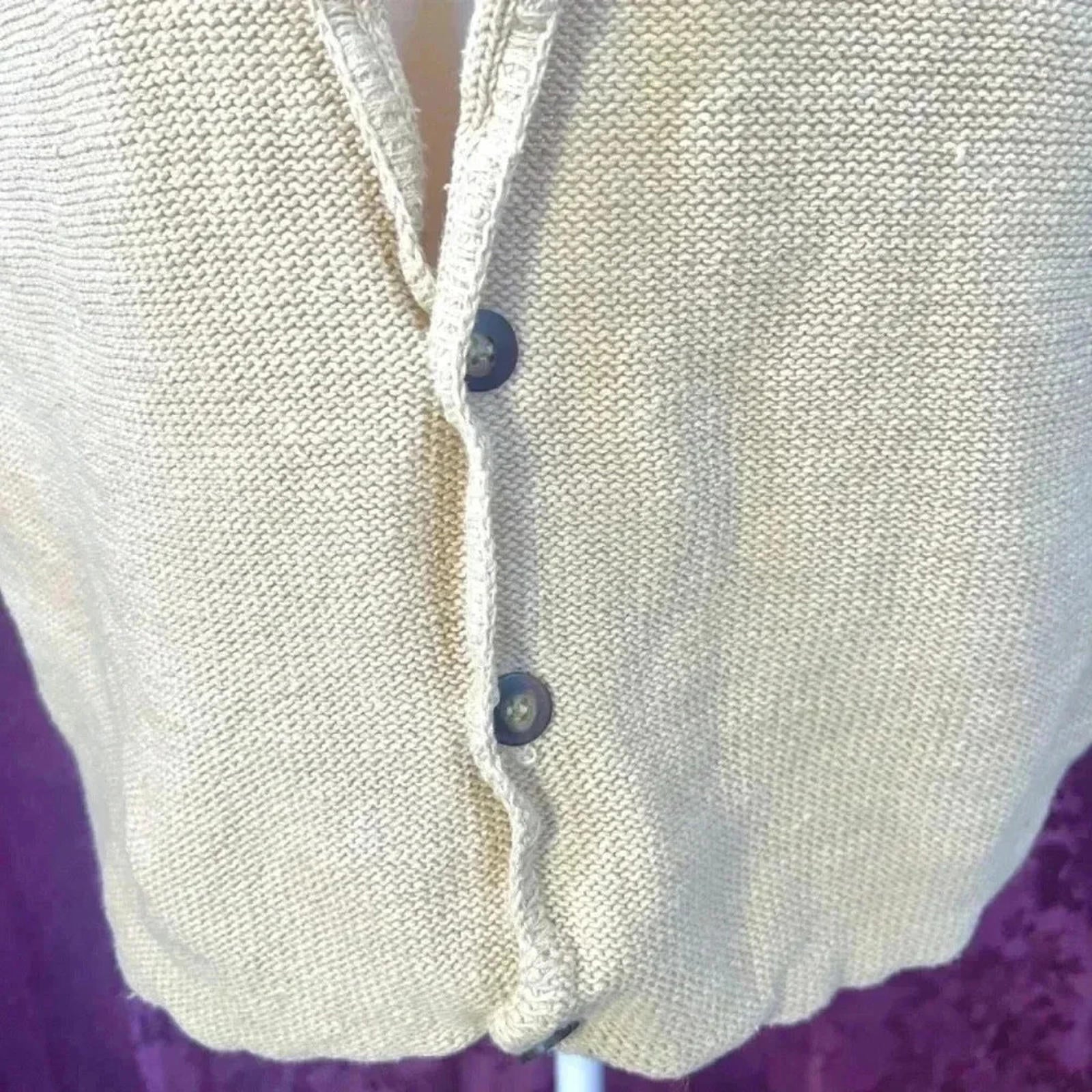 Vintage Men's Cream Knit Vest Grandpacore Size L