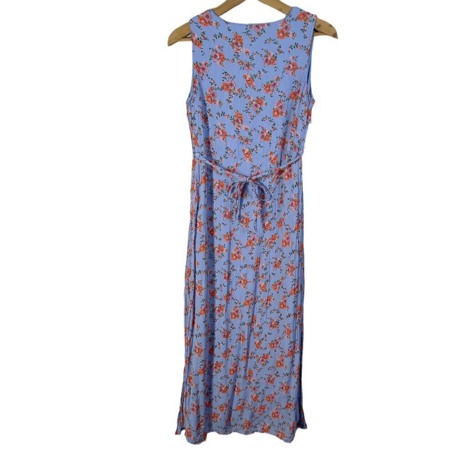 y2k Vintage April Cornell Purple Lilac and Orange Floral Maxi Dress Size S