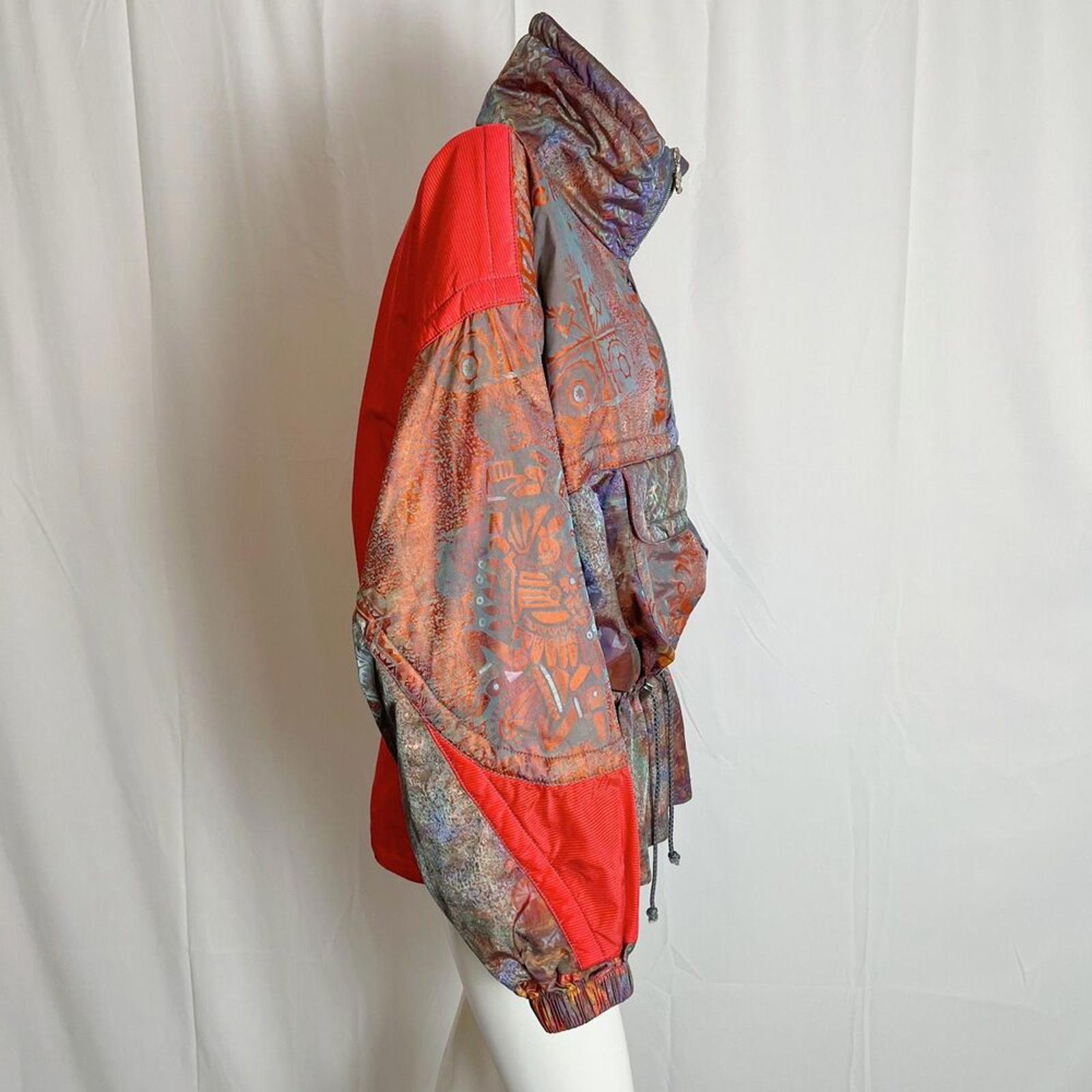 Vintage 1980s Kaelin Ski Jacket Orange Purple Holographic Women's Size 10