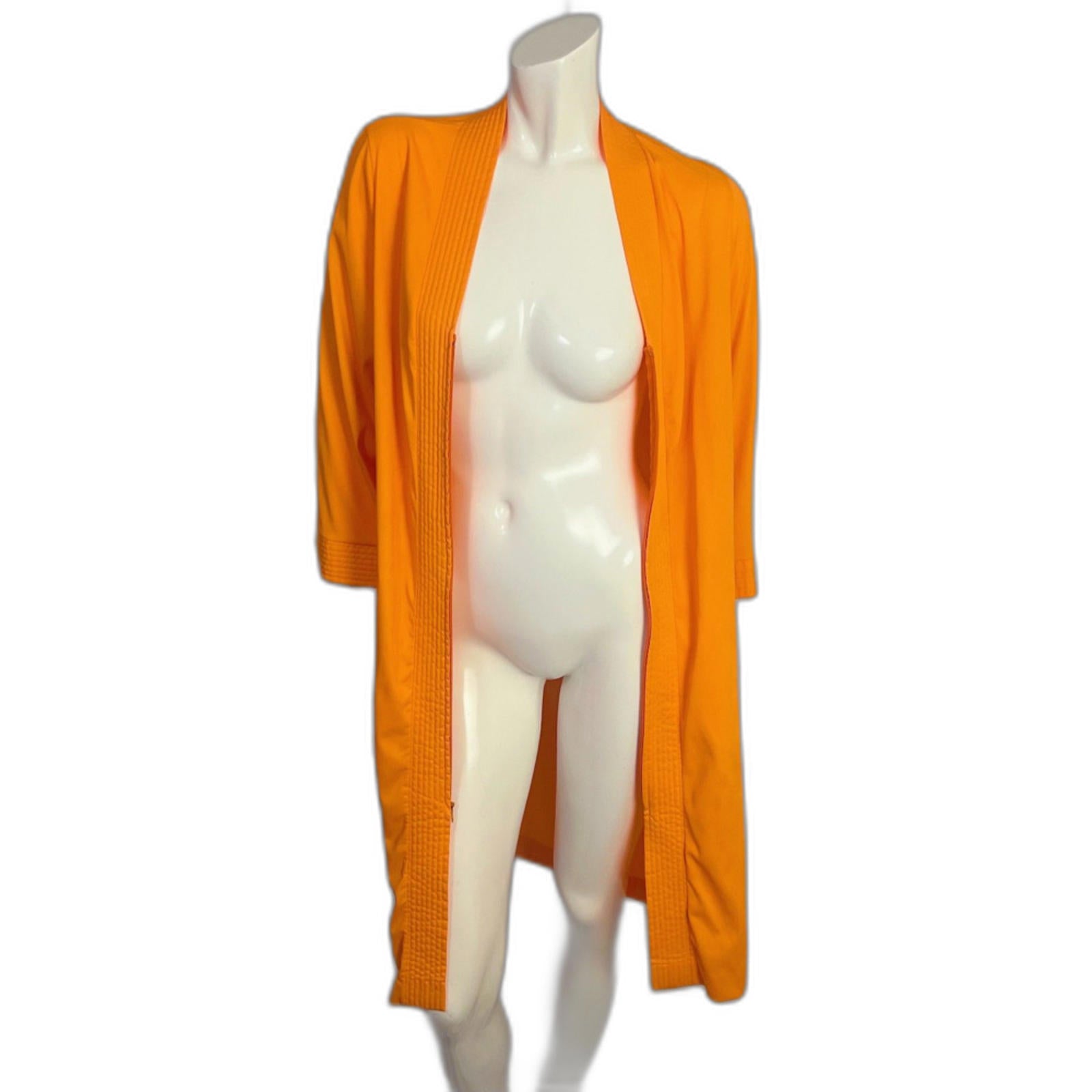 Vintage 1970s Loungewear by Gossard Orange Zip Up Nightgown Mod MCM Size L