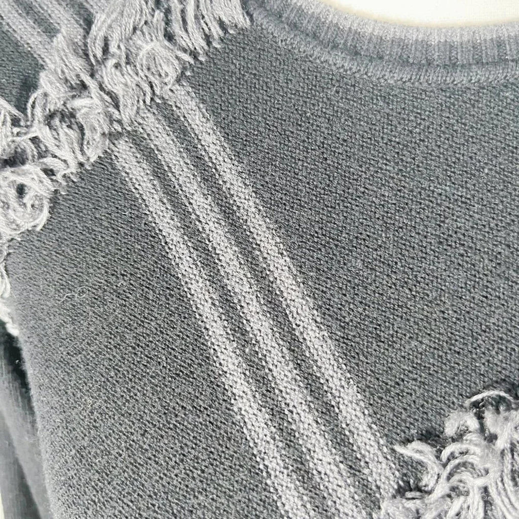 Vintage Bass Black and Grey Plaid Sweater Fringe Women's Size M Grunge Punk