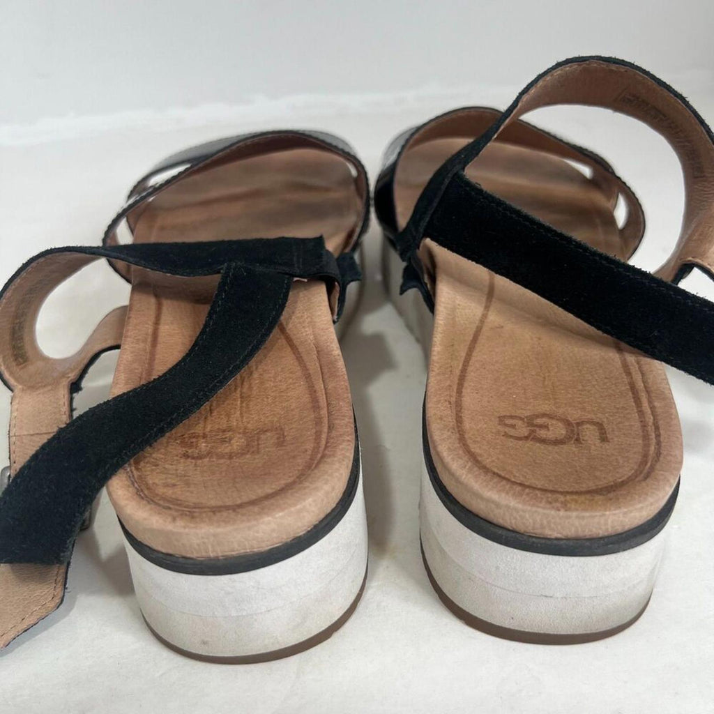 Ugg Braelynn Sandal Black Patent Leather Strappy Platform Sandal Size 9.5